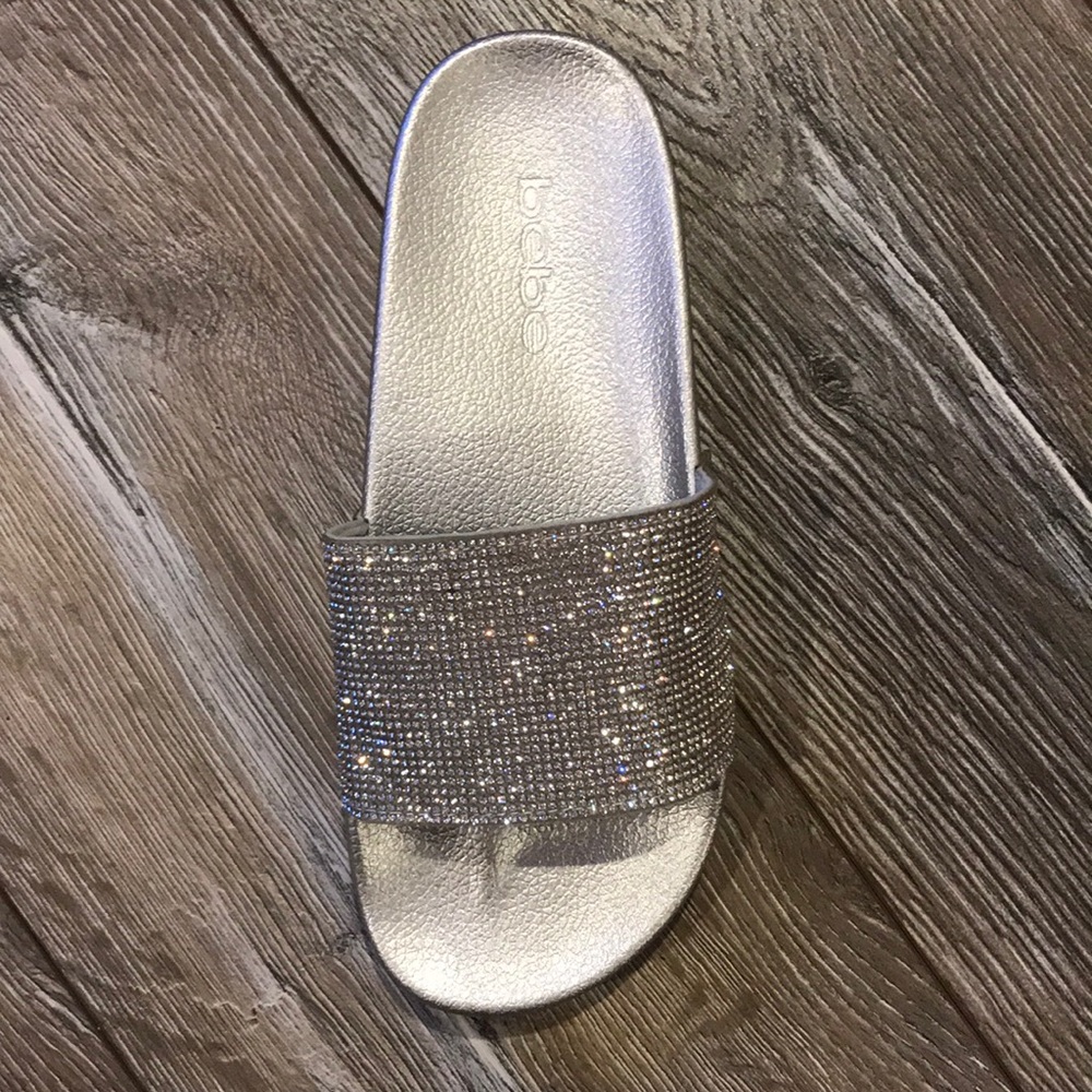 Bebe Flat Silver Sandal Size 9